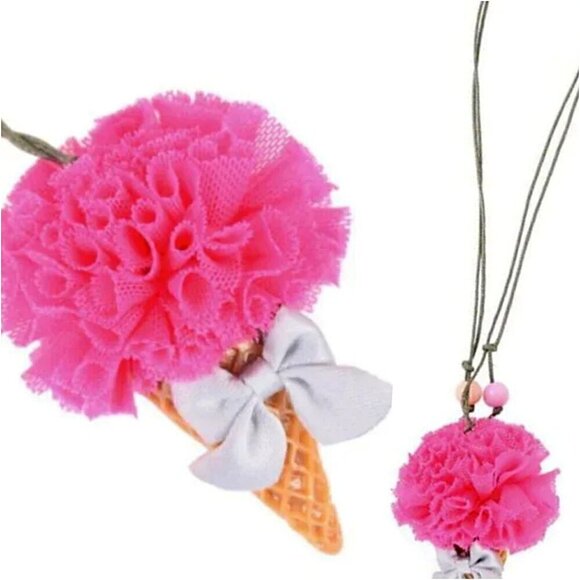 Handmade Girls Dressy Casual Pink Lace Ice Cream Necklace - Picture 4 of 6